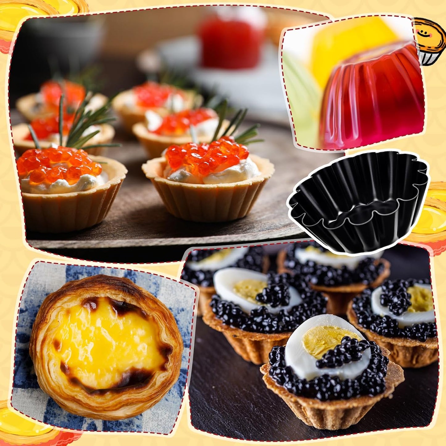 LemonRoad 16 Pcs Egg Tart Molds 2.6 Inch Non-stick Carbon Steel Tart Pans | Mini Pie Molds, Muffin Cupcake Pudding Baking Cup Maker for Pies, Chinese Egg Tarts, Cakes