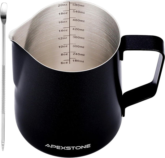 20 oz Black Espresso Steaming Pitcher, Espresso Milk Frothing Pitcher 20 oz Black, Coffee Milk Frothing Cup, Coffee Steaming Pitcher 20 oz/600 ml