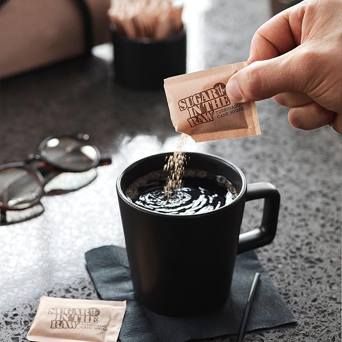 Sugar In The Raw Granulated Turbinado Cane Sugar On The Go Packets, No Erythritol, Pure Natural Sweetener, Hot & Cold