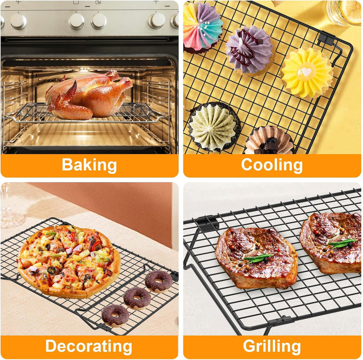 2-Pack Stackable Cooling Racks for Cooking and Baking, 13.4" x 9.4"