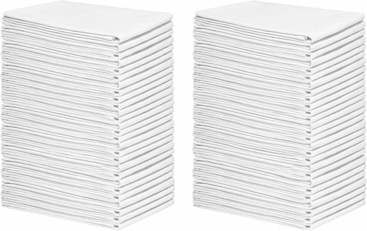 Bulk Tea Towels - 50 Pack 100% Cotton Wholesale Tea Towels - Bulk White Kitchen Towels - Easy to Customize, Personalize and Print - 27"x27" (White - 50 Pack)