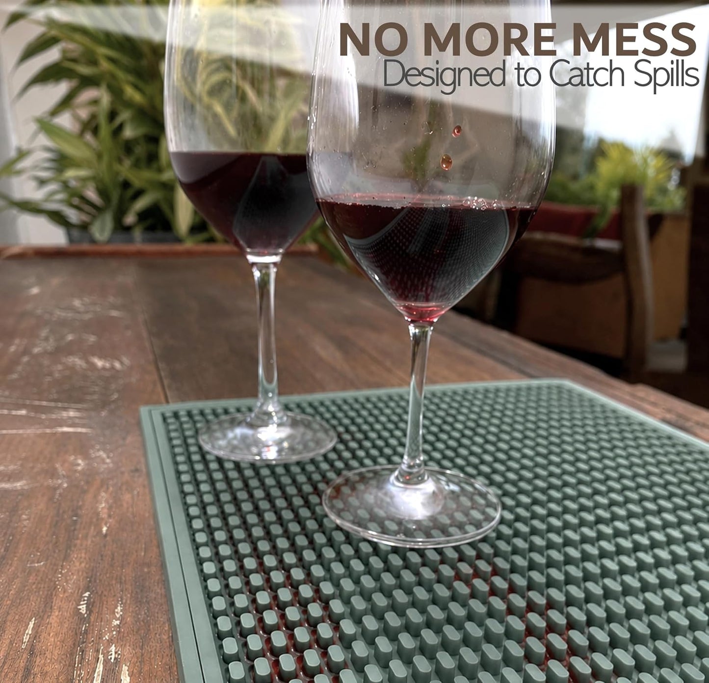 Rubber Bar Mat – Non-Slip Spill &amp; Drip Mat for Bartending, Coffee Bar &amp; Kitchen Countertop, Thick Durable Counter Protector &amp; Stylish Drying Mat (Sage Gray, 18"x12")