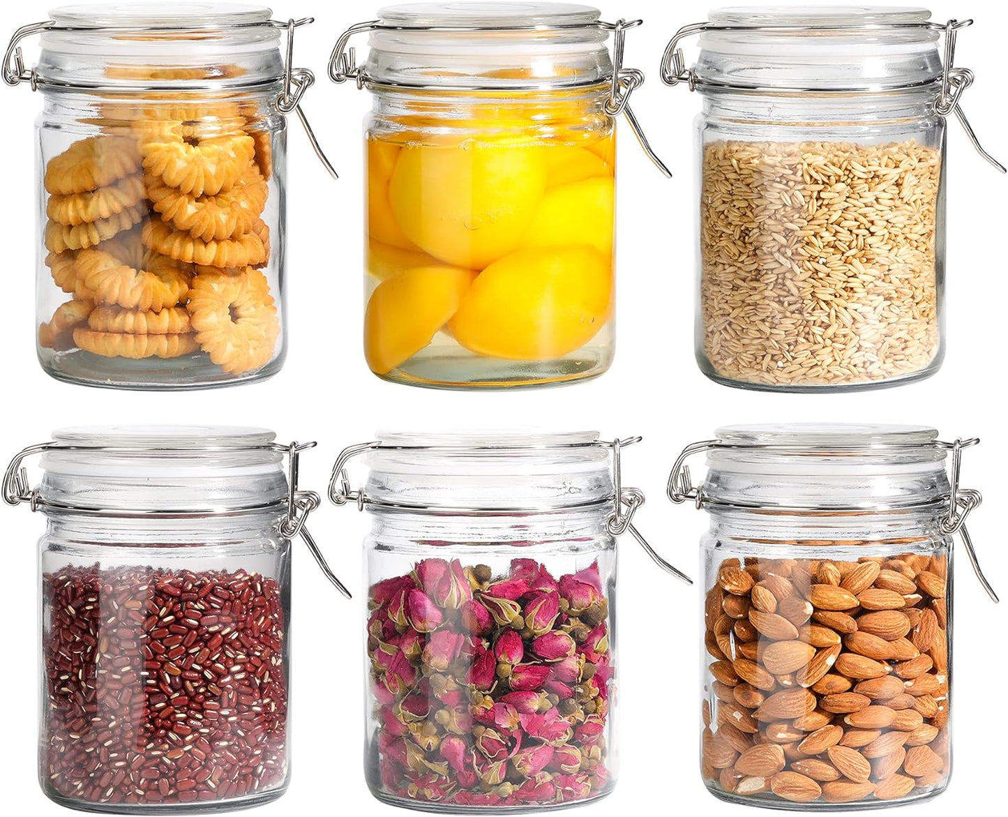 ComSaf 25 oz Glass Jars with Airtight Lids 6 Pack Pantry Coffee Canisters
