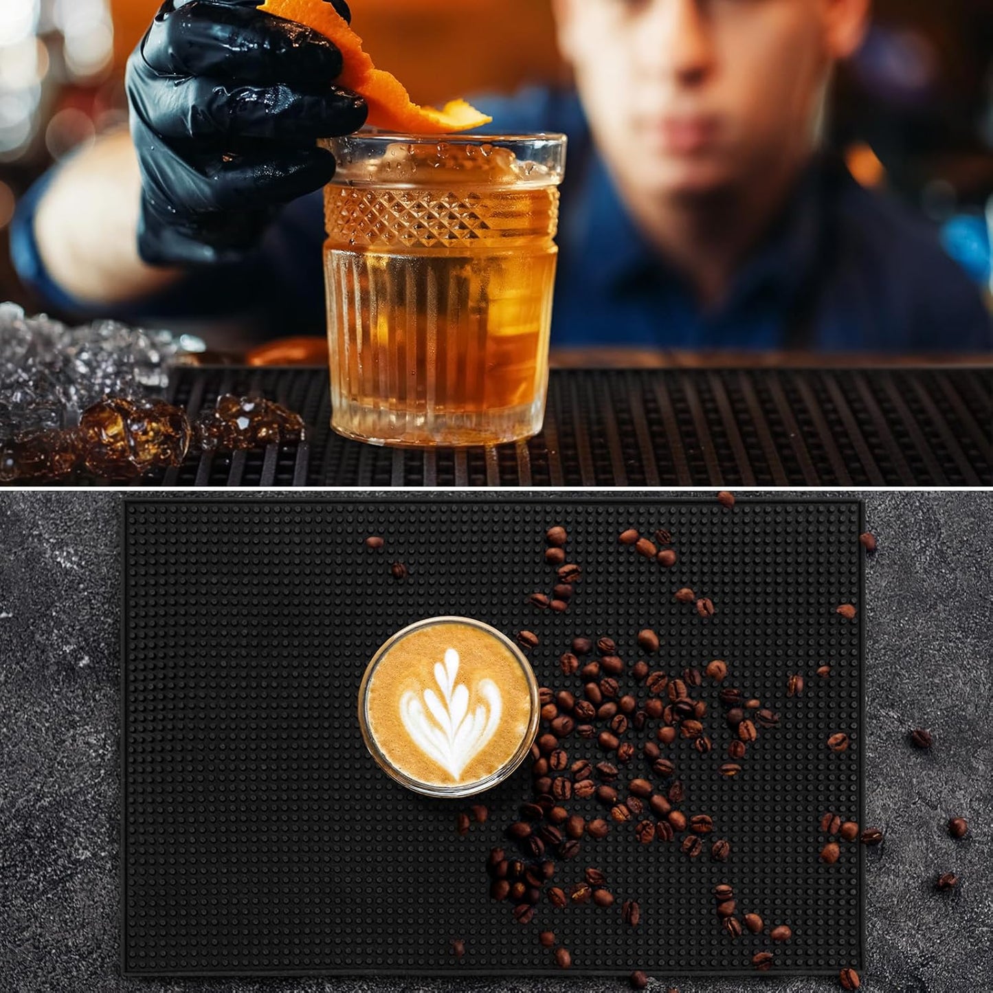 Tioncy 6 Pcs Bar Mat for Countertop 24 x 3 Inch Non Slip Rubber Mat Service Spill Cocktail Bartending Restaurants Barbershop Clippers Salon Tools, Black