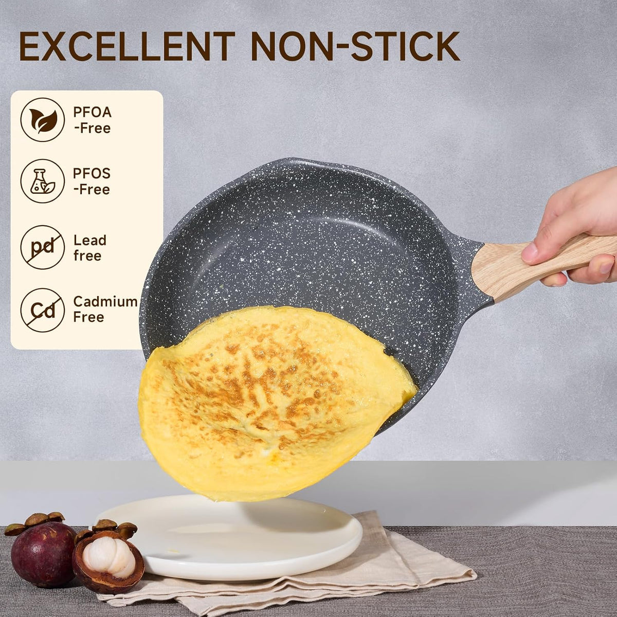 JEETEE 8 &amp; 10 Inch Nonstick Frying Pan Sets for Cooking Dual Spouts Skillet