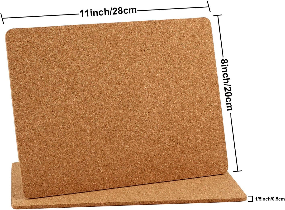 Boao 4 Pack Rectangle Cork Board Coasters for Hot Dishes 11'' x 8'' Cork Trivet Placemat Hot Pad Sheet Heat Resistant for Kitchen Countertops Table Pots Pans Restaurant Cafe Wedding Supplies