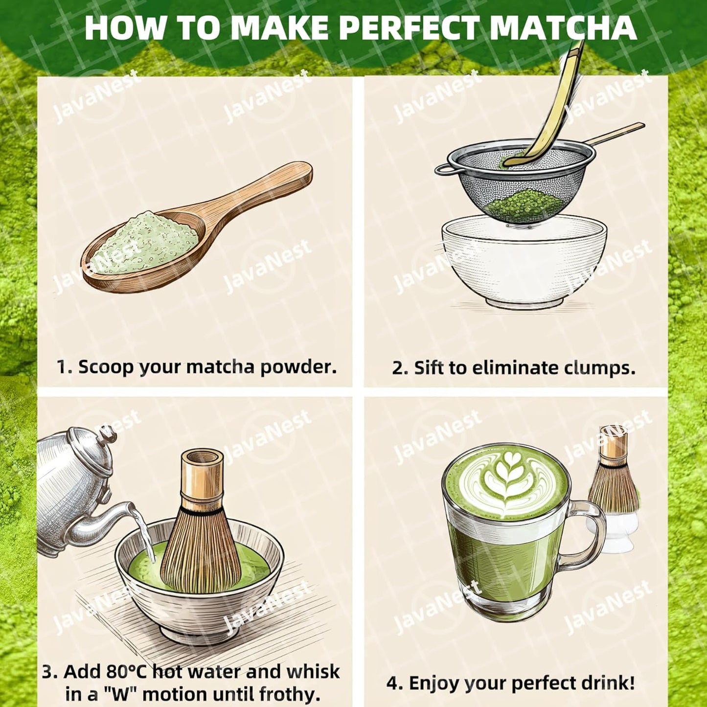 7-Piece Matcha Tea Set with Gift Card – 120-Prong Bamboo Whisk, Ceramic Bowl with Spout, Whisk Holder, Scoop, Spoon, Strainer & Scoop Holder – Ideal Gift for Matcha Lovers (Pink)