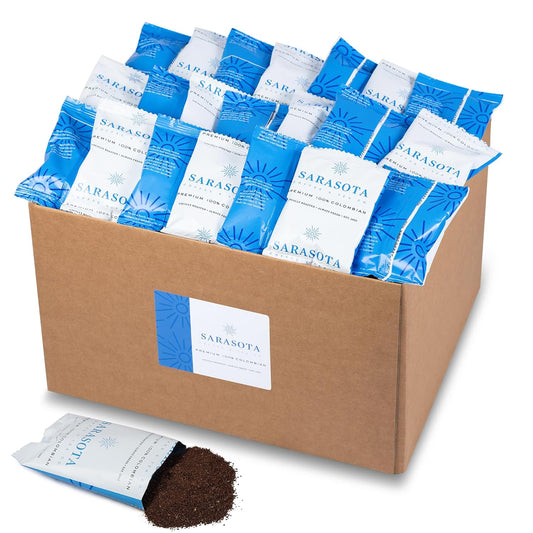 Sarasota Coffee Ground Packets | Colombian Medium Roast | Bulk Packs | Gourmet Columbian Low Acid Mold Free Singles