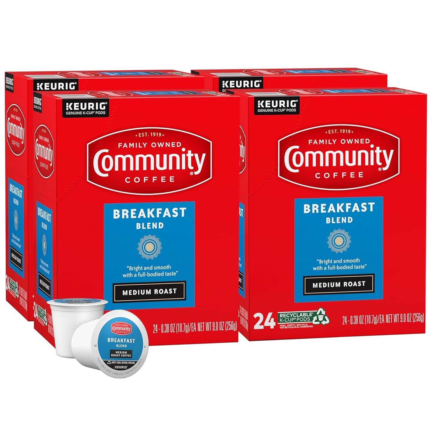 Community Coffee Breakfast Blend 96 Count Coffee Pods, Medium Roast, Compatible with Keurig 2.0 K-Cu