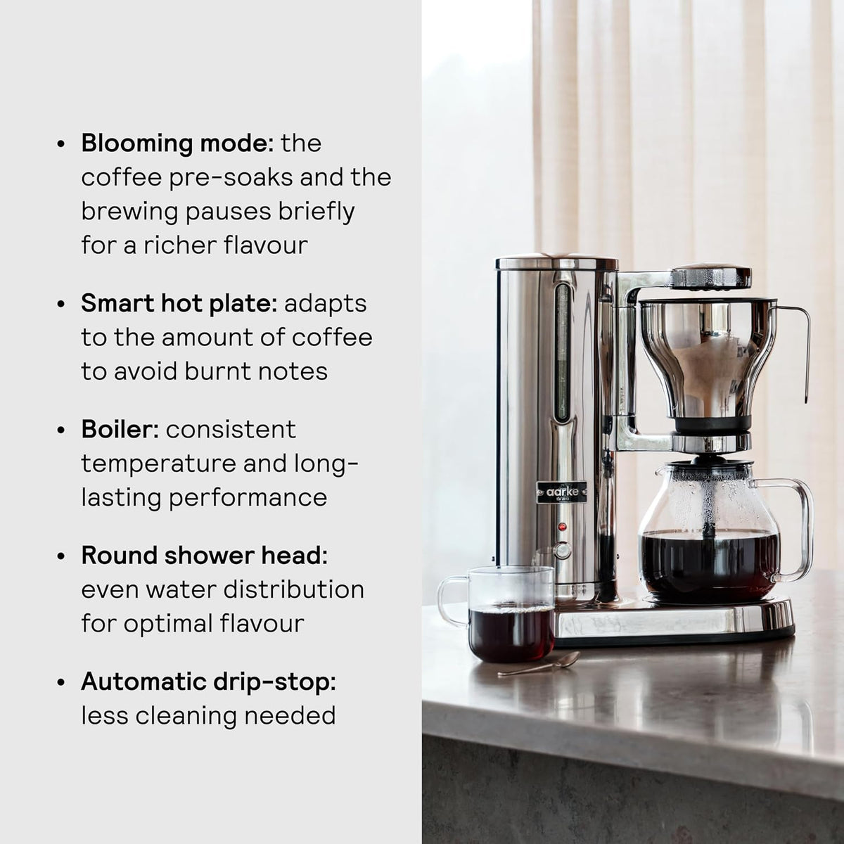 aarke Drip Coffee Maker with 42oz Glass Carafe