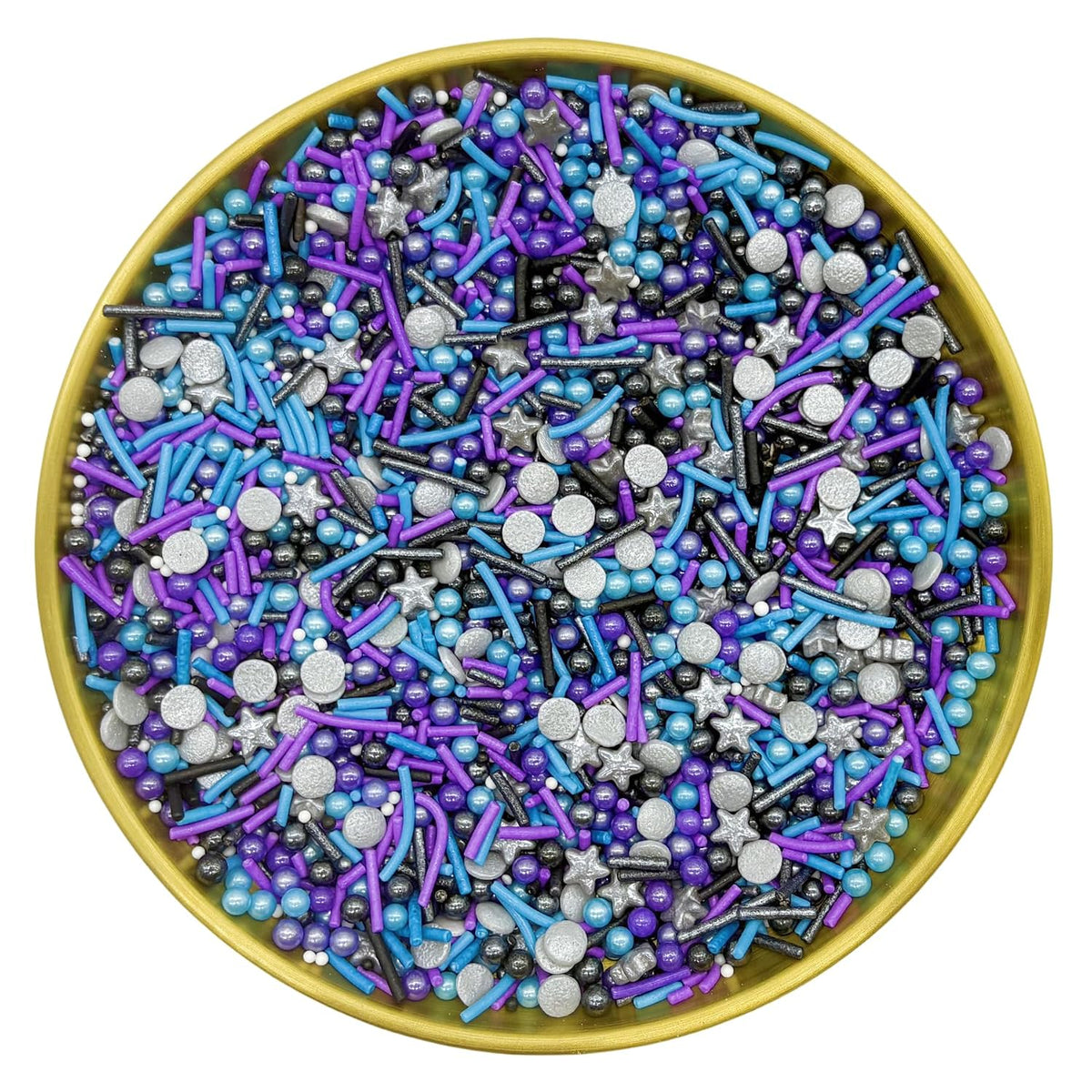 Dynastang Black &amp; Silver &amp; Blue &amp; Purple Sprinkles Mixed Style Edible Cake Decorations Cupcake Toppers Cookie Perfect for Cakes, Cupcakes, Desserts Toppings 3OZ