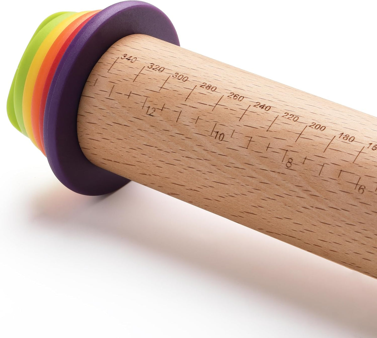 Adjustable Rolling Pin with Thickness Rings, 13.8", 4 Rings