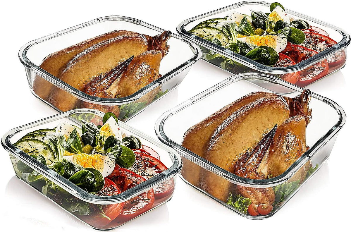 M MCIRCO 80 oz &amp; 36 oz Extra Large Glass Food Storage Containers with Lids