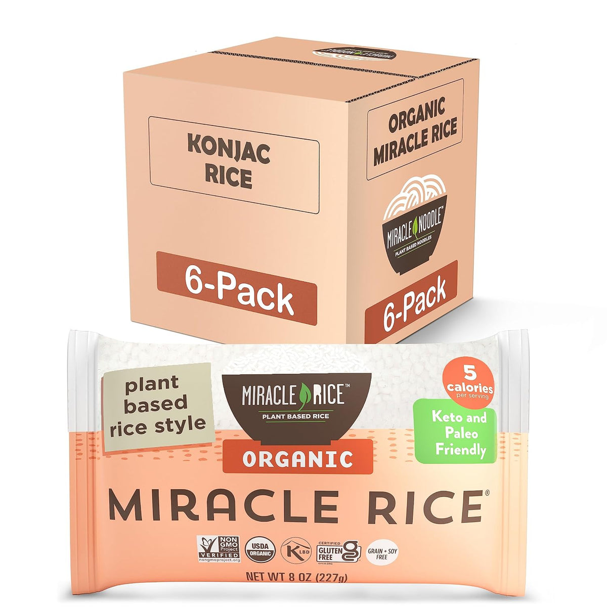 Miracle Noodle Organic Miracle Rice, 8 Oz (Pack of 6)