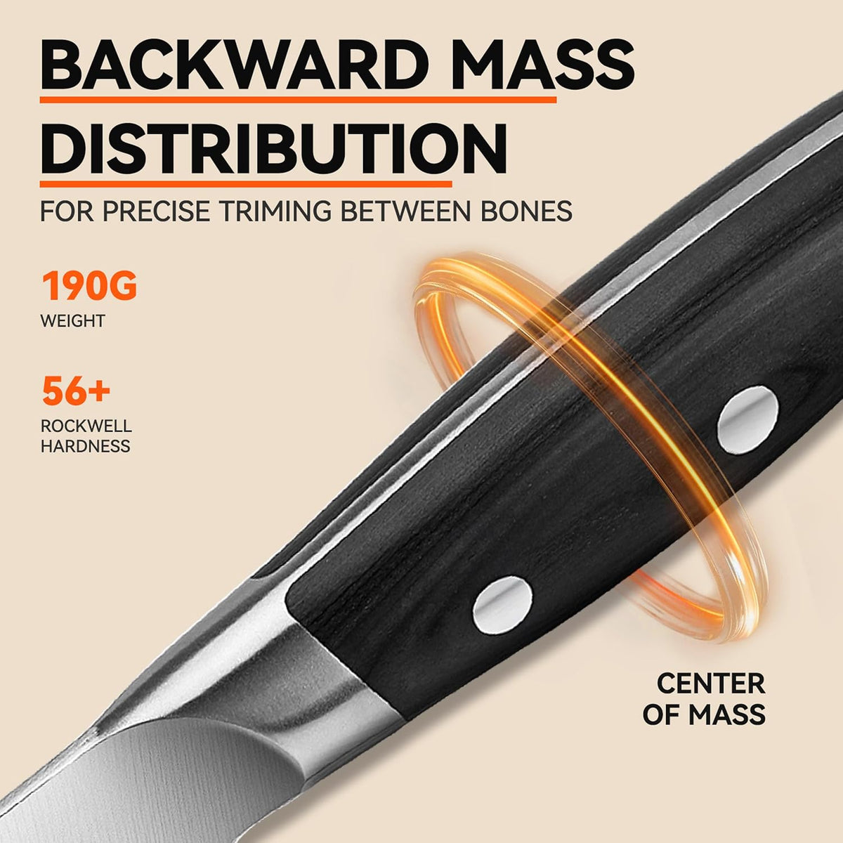 TUO Boning Knife, 6 inch Fillet Knife for Trimming Fat from Meat, Deer Skinning, Full Tang Handle, High Carbon German Steel, for Poultry Lamb Meat Cutting - Black Hawk Series