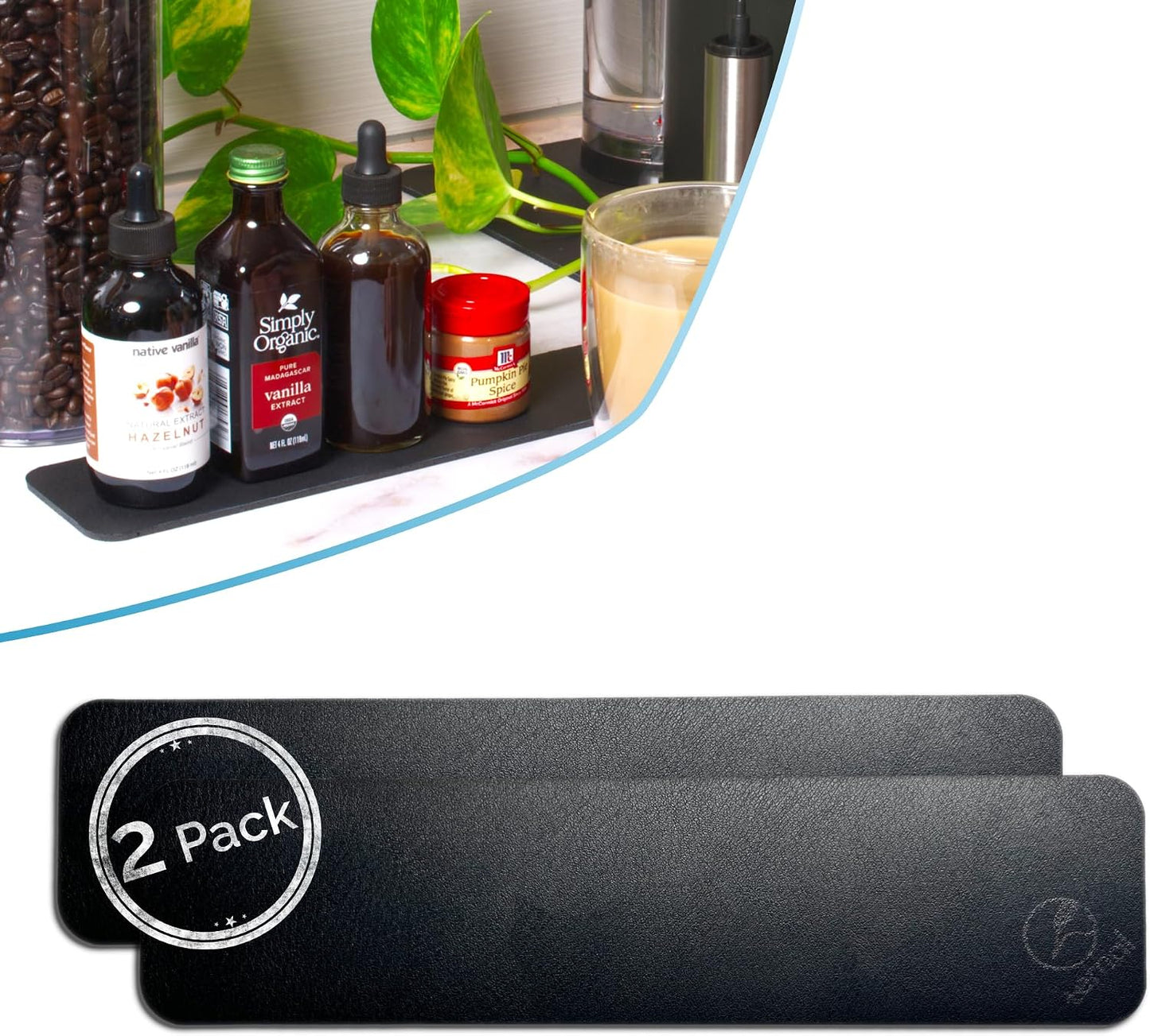 Ternal DripGuards Absorbent Counter Mat 2-Pack | Waterproof, Quick-Dry Coffee Bar Mat for Kitchen, Sink &amp; Drink Station | Non-Slip, Spill-Proof Protector for Water, Oil &amp; Syrup [3 x12in].