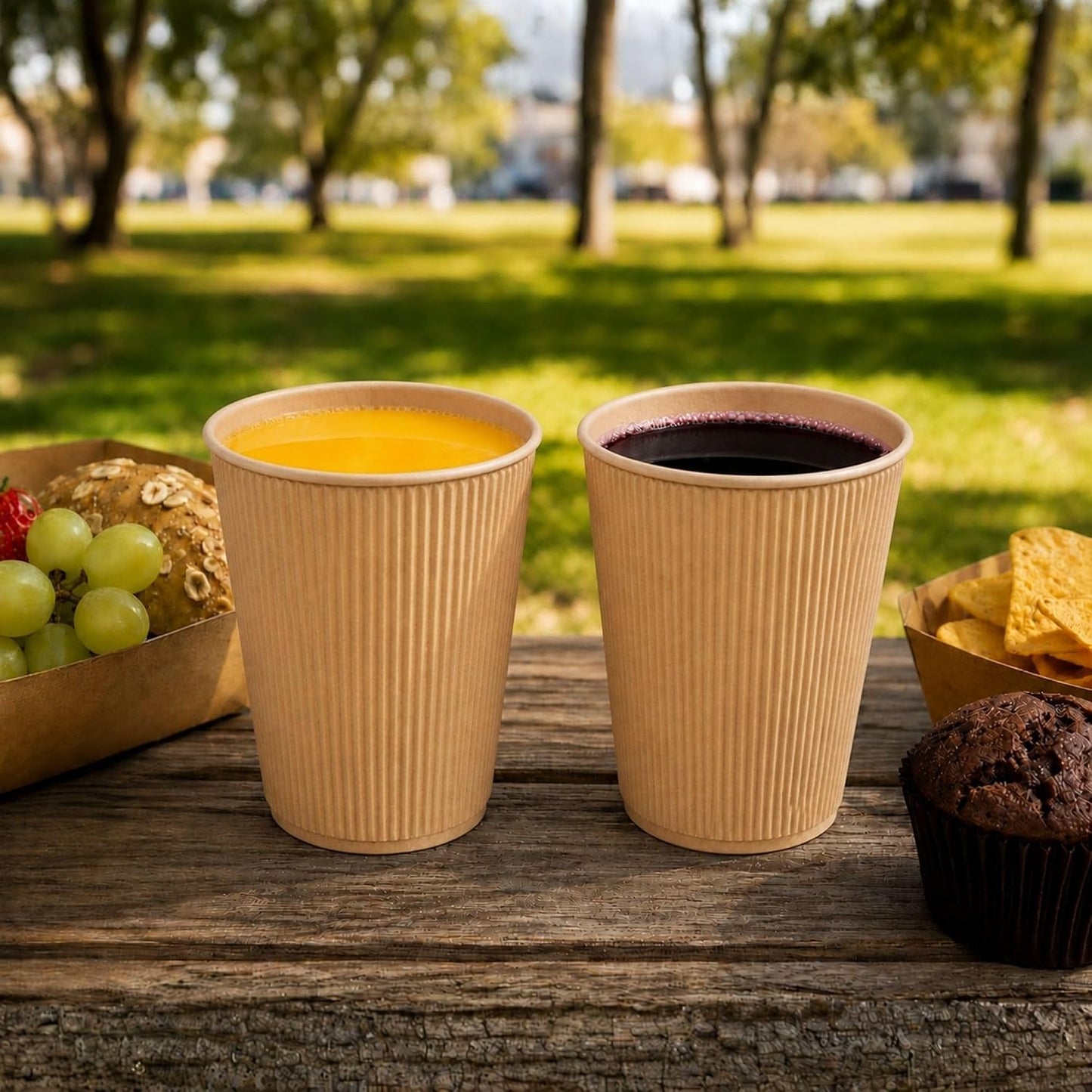 Restaurantware Ripple Wall Coffee Cup 500 Count 12 Ounce Insulated Hot Beverage Cup Disposable Non-Slip 12 Oz For Coffee Shops, Cafes, Bakeries, Kraft