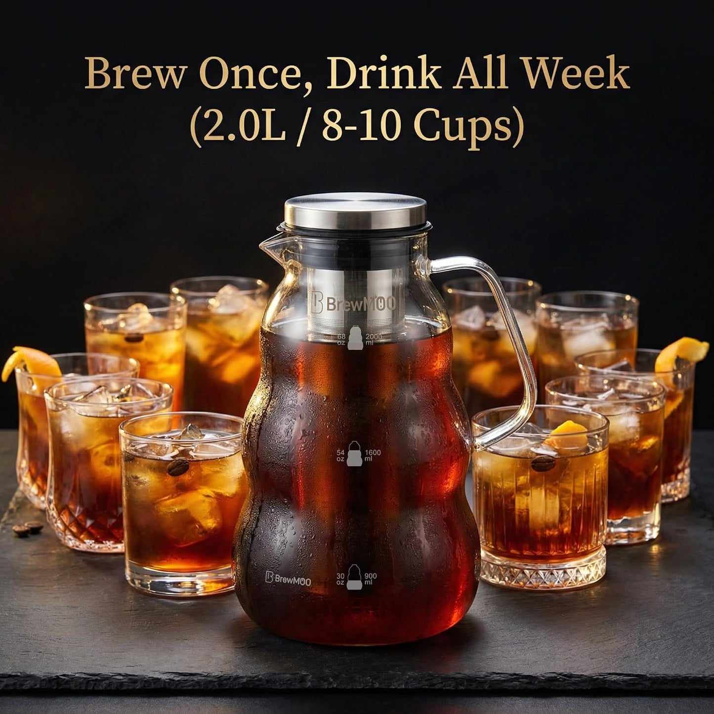 Sleek Wave 2.0 L/68 oz Cold Brew Coffee Maker Pitcher