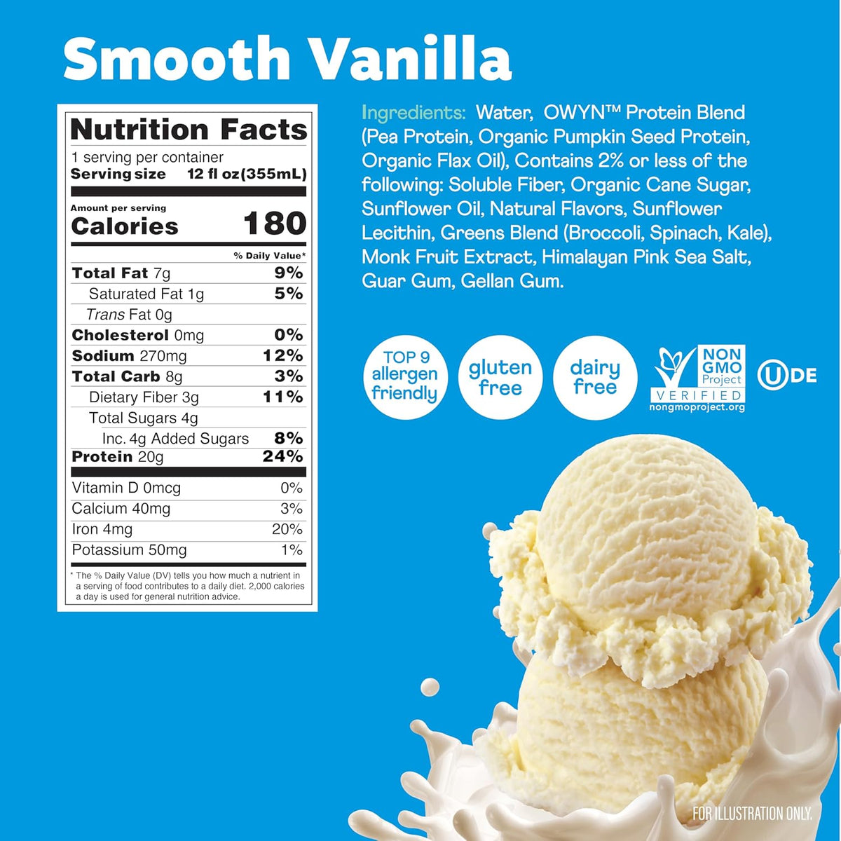 OWYN Only What You Need 20g Protein Shake Variety Pack, Dairy Free, 12 Ct