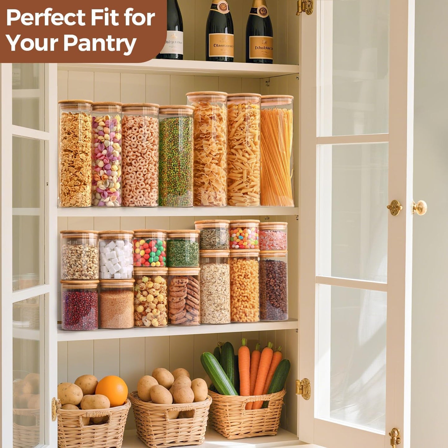 ComSaf Glass Storage Containers with Lids 0.6 Qt, 9 Pack Small Glass Jars