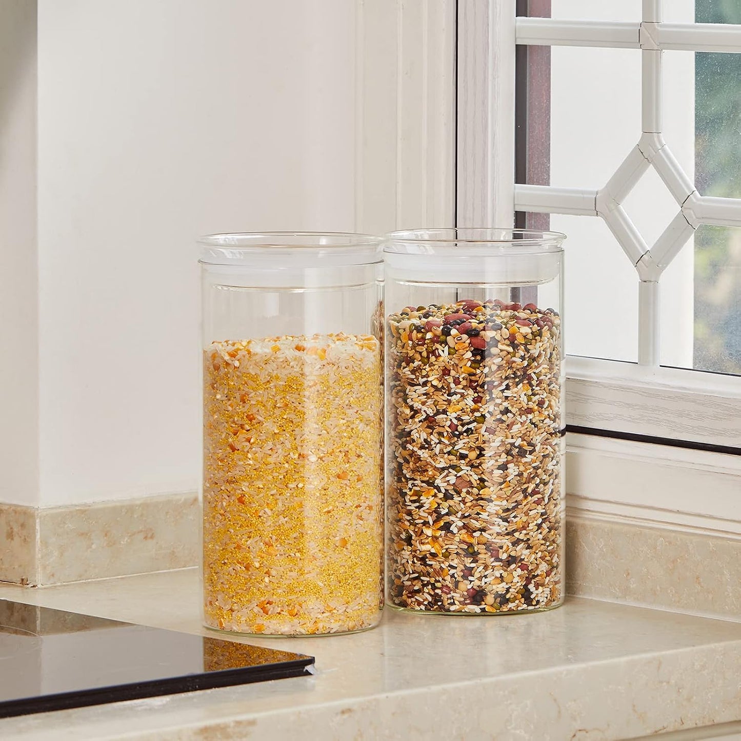 ZENS 74oz Glass Canisters with Airtight Lid, 2 Large Storage Containers