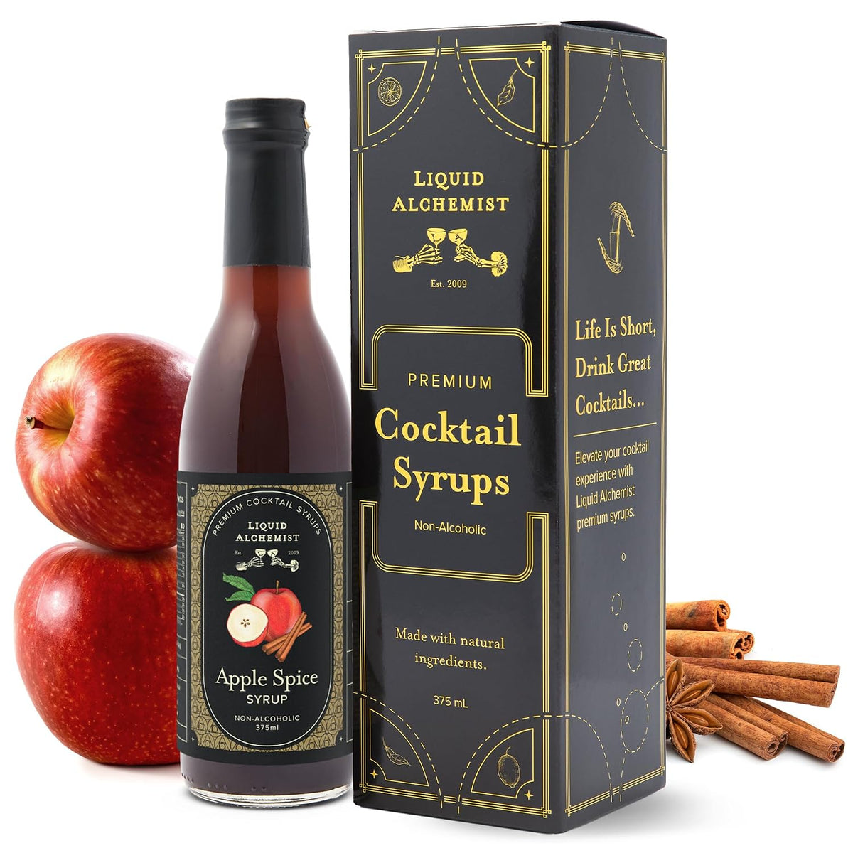 Liquid Alchemist Apple Spice Syrup for Cocktails | Real Ingredients Make our Apple Syrup for Drinks a Perfect Fall Themed Old Fashioned Mix | Small Batch Non-GMO Vegan Drink Mixer | 12.7 oz, Pack of 1
