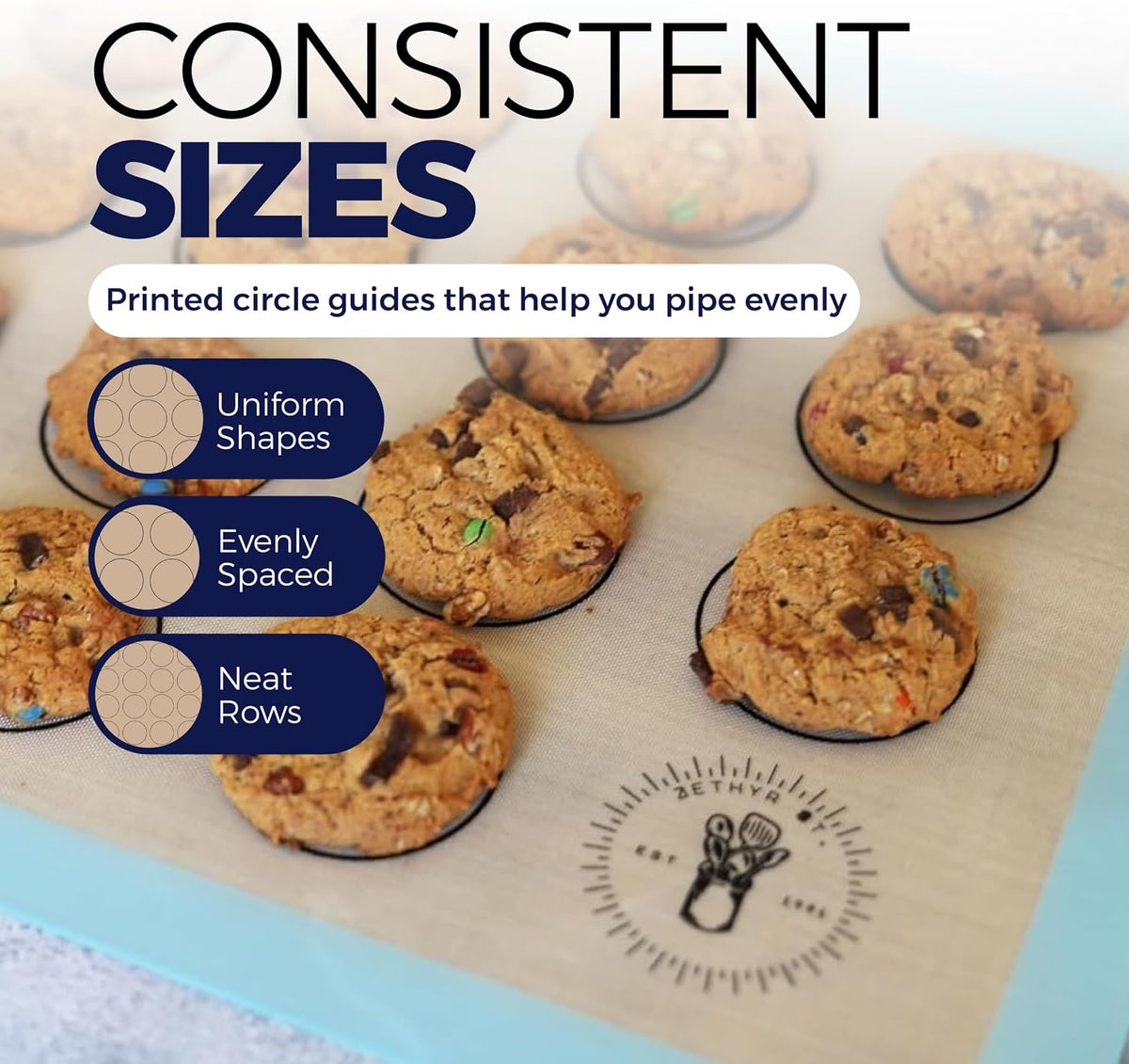 Silicone Baking Mats, Cookie Baking Mats, Full Sheet Reusable Pack of 2