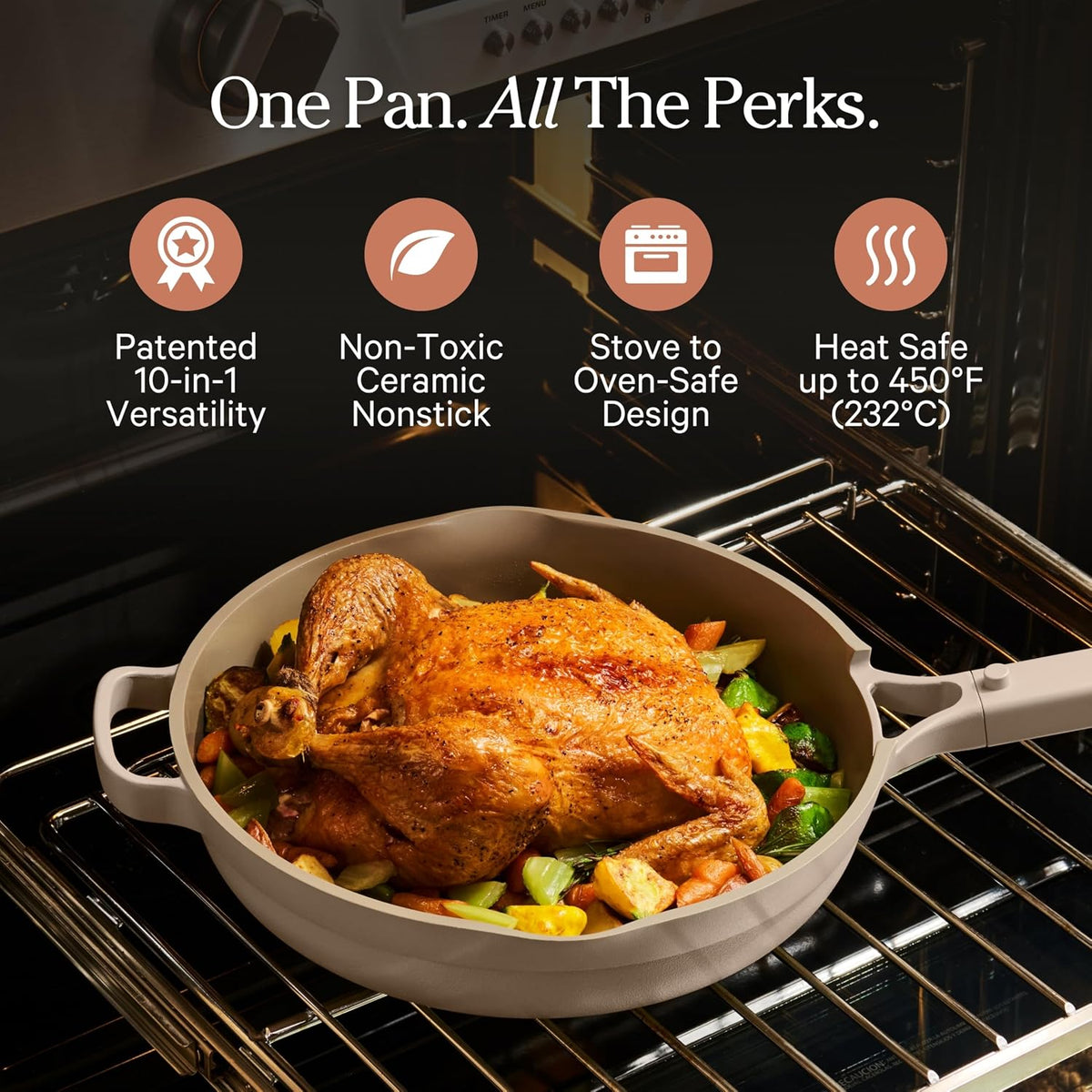 Our Place Large Always Pan 2.0-12.5” (4 Qt) Nonstick, Toxin-Free Ceramic Cookware | Patented 10-in-1 Aluminum Frying & Sauté Pan | Safe for Oven, Induction & All Cooktops up to 450°F | Steam