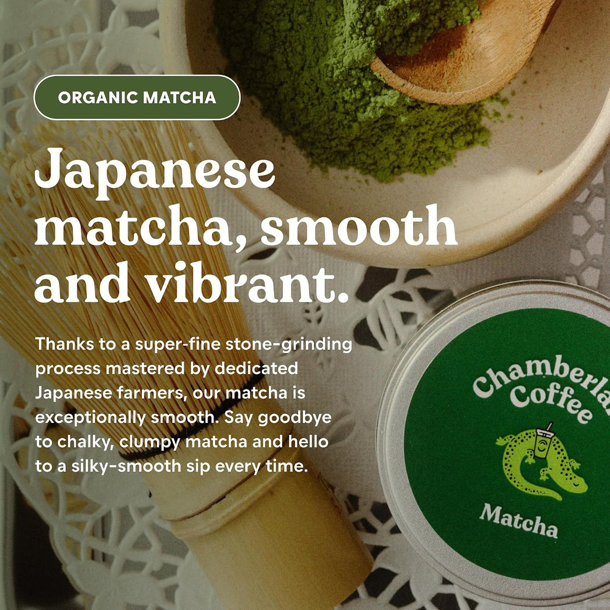 Chamberlain Coffee Vanilla Matcha Ceremonial Grade Green Tea Powder - Antioxidant Rich, L Theanine, Calm Energy, Signature Vegan Matcha Powder - Premium First Harvest Japanese Green Tea - 30g