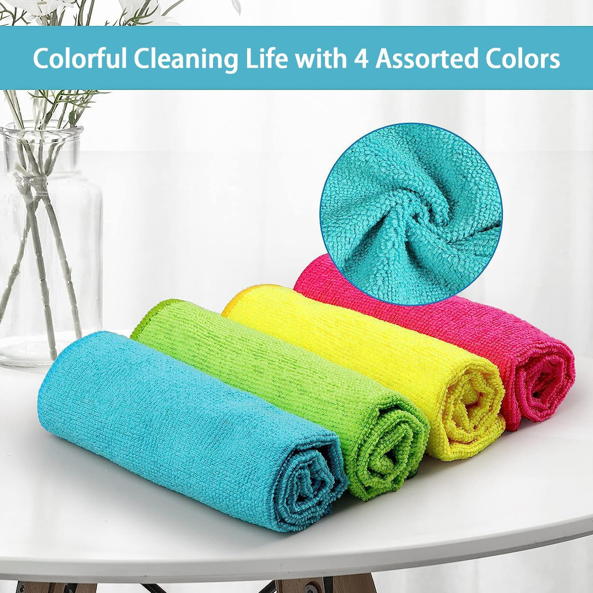 HOMEXCEL 8PK Microfiber Cleaning Cloth, Cleaning Rags for Home, 11.5x11.5in