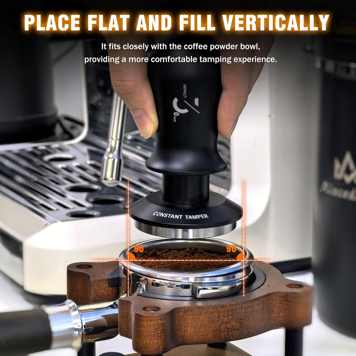 Espresso Tamper 53mm Calibrated Spring Loaded Coffee Tamper with Constant Pressure, Triple Spring Impact Sound Feedback for Barista Home Use (Black, 53mm)
