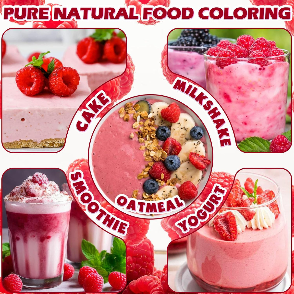 Raspberry Powder - 100% Natural Freeze Dried Raspberry Powder, No Additive Natural Food Coloring, Ideal for Baking, Smoothies, Beverages, Yogurt Bowls, Non-GMO, Vegan - 3oz