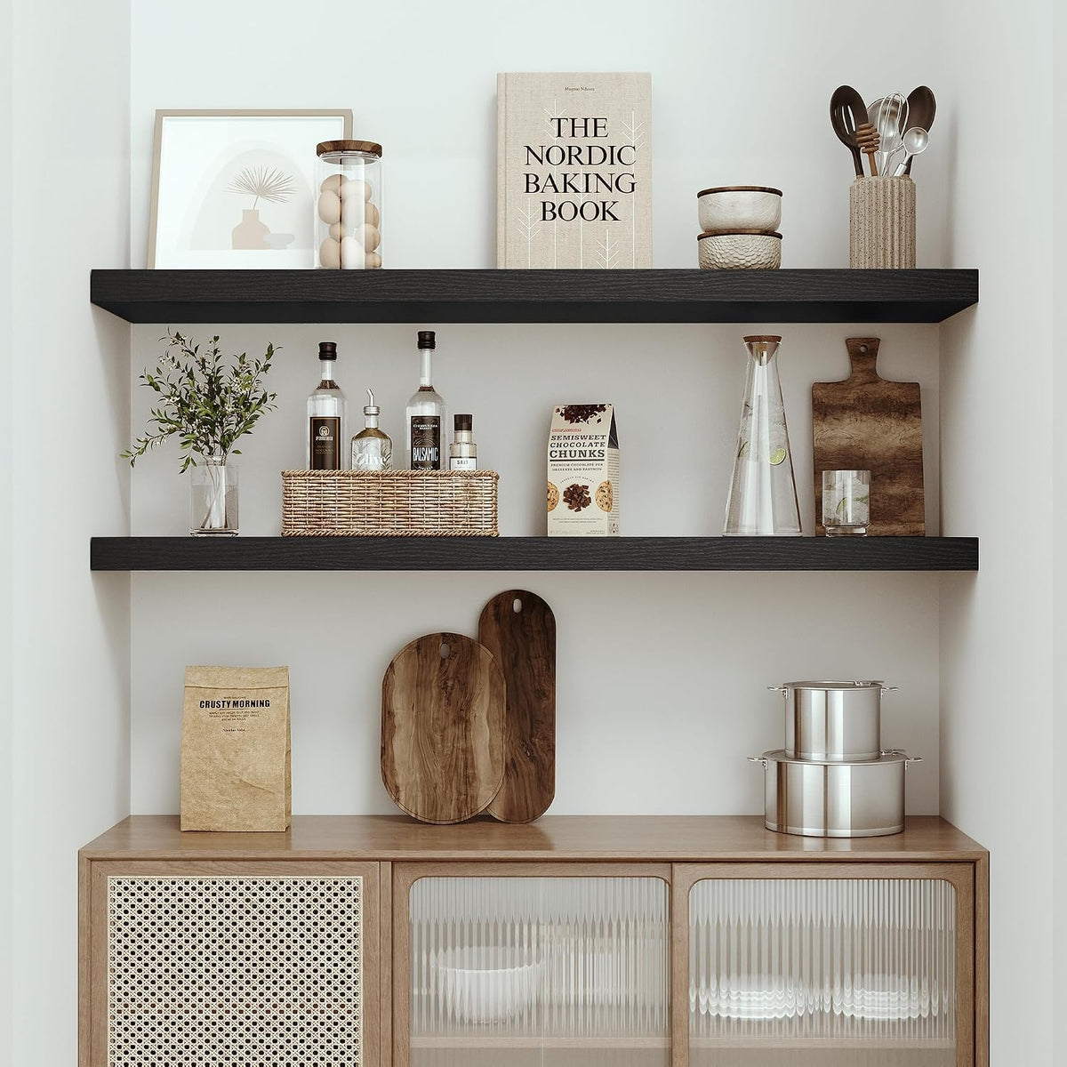 Vivelove Single Floating Shelves 48x10” Set of 1, Black