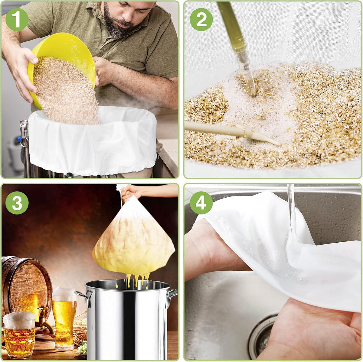 Chumia 10 Pack Brew Bags Reusable Fine Mesh Strainer Cloth Filters Large
