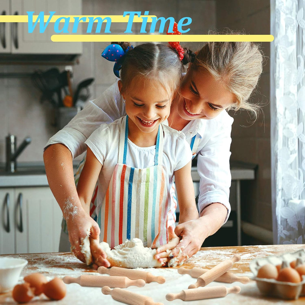 15 Pcs Wooden Mini Rolling Pin Long Kitchen Baking Small Dough Rolling Pin for Children Fondant Pastry Pizza Crafting and Imaginative Play for Halloween and Christmas Presents (7 Inches)