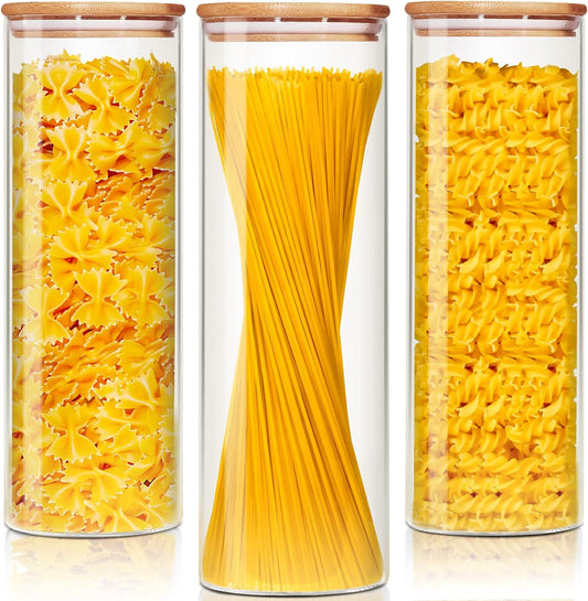 Glass Jars with Bamboo Lids 79 FL OZ [Set of 3], Glass Canisters with Airtight Lids, Glass Food Storage Containers for