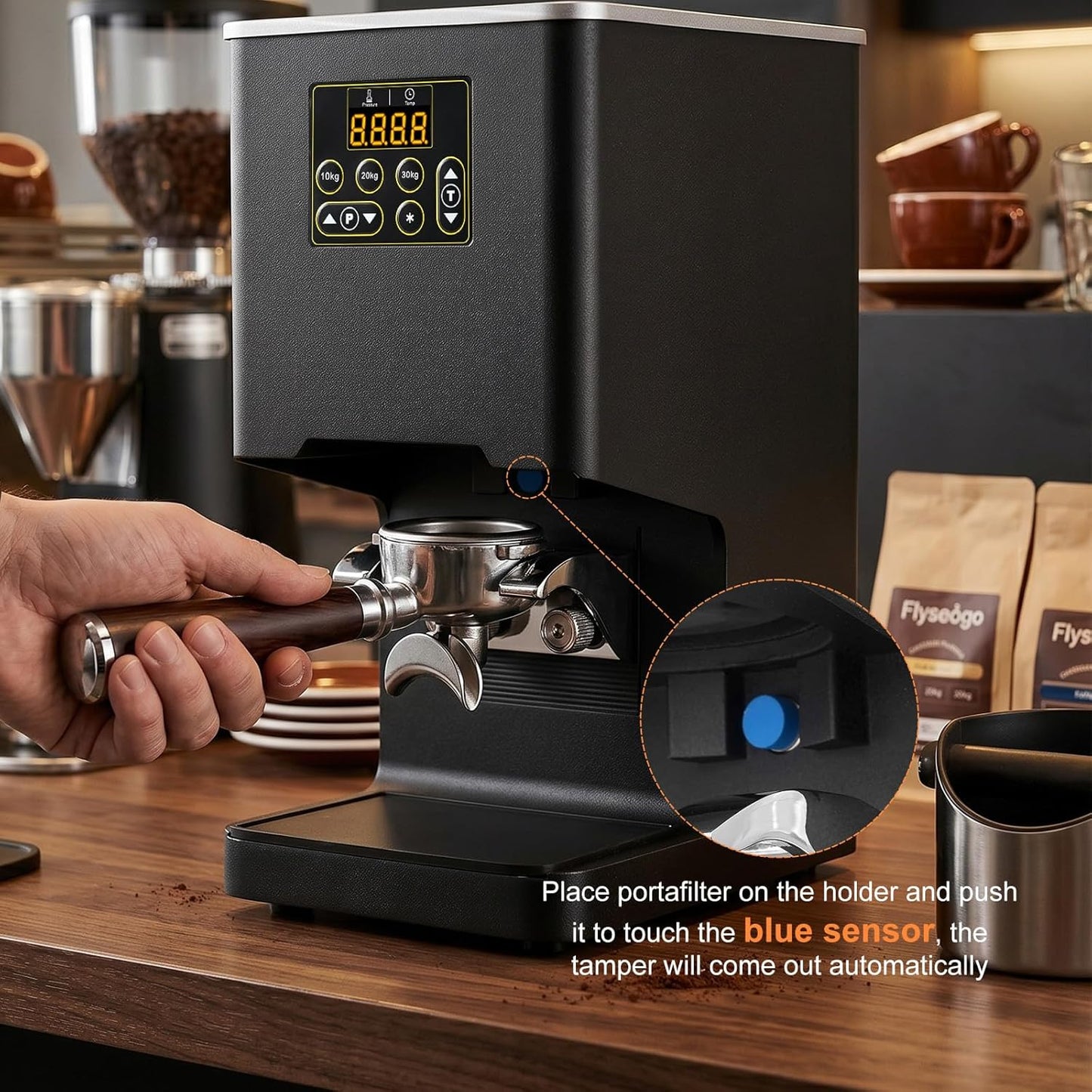 Electronic Automatic Espresso Tamper, 58mm Coffee Tamper | Multi-Tamp 1-3x Espresso Distribution Tool | Adjustable Pressure 2-38kg Electric Tamper | CE Certified | Home &amp; Commercial Barista Tool