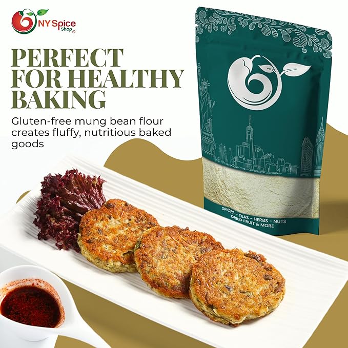 NY Spice Shop Moong Bean Flour - 3 Pound Mung Bean Powder - Finely Milled and All-Natural - Plant-Based Ingredient for Soups Gravies Pancakes Fritters and Traditional Asian Recipes - 녹두가루