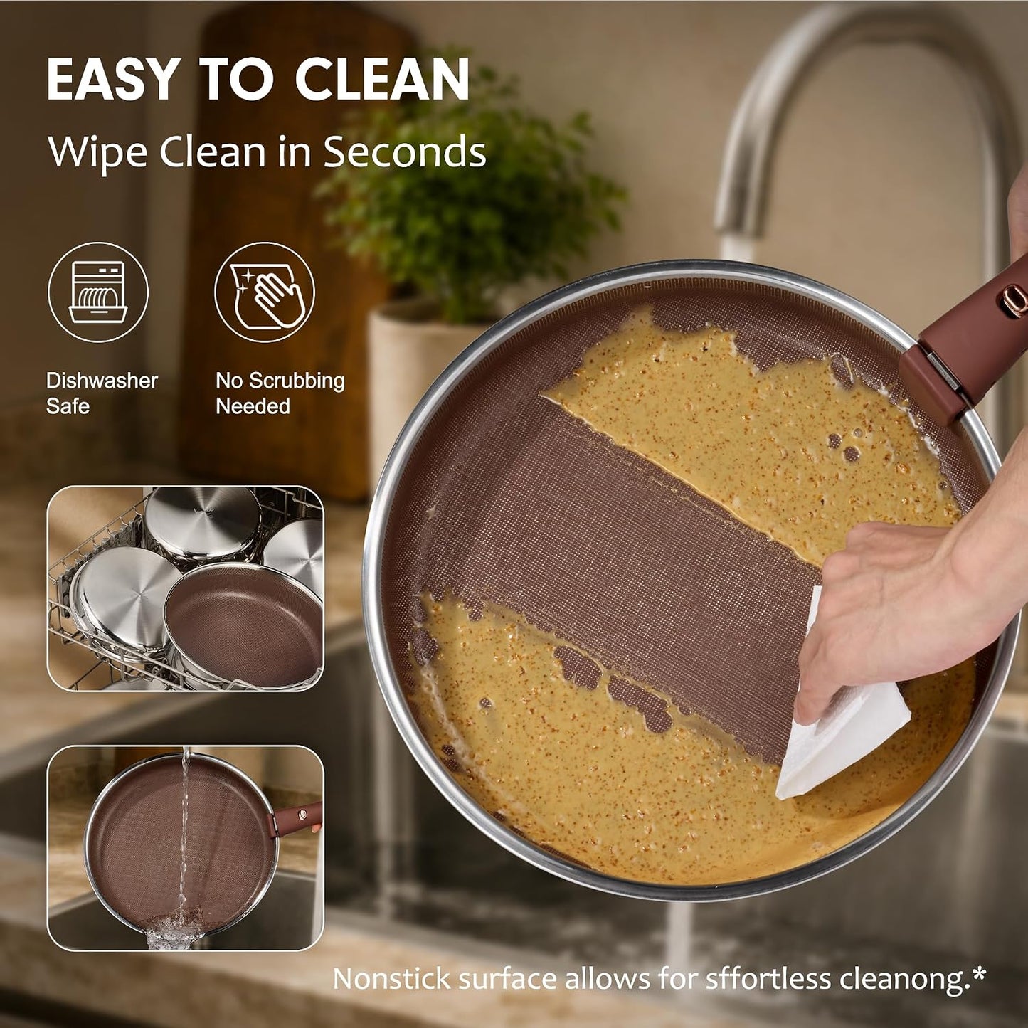 CAROTE 22pcs Hybrid Nonstick Pots and Pans Set, Stainless Steel Cookware Set with Honeycomb Titanium Interior, Induction