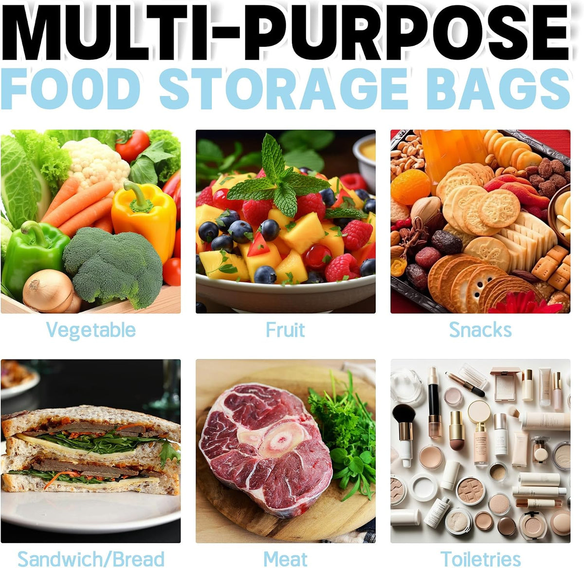 26 Pack Reusable Food Storage Bags,Leakproof Freezer Bags BPA Free Stand Up Sandwich Bags for Lunch Salad Fruit Travel,Dishwasher Safe(10 Gallon,10 Sandwich,6 Snack)
