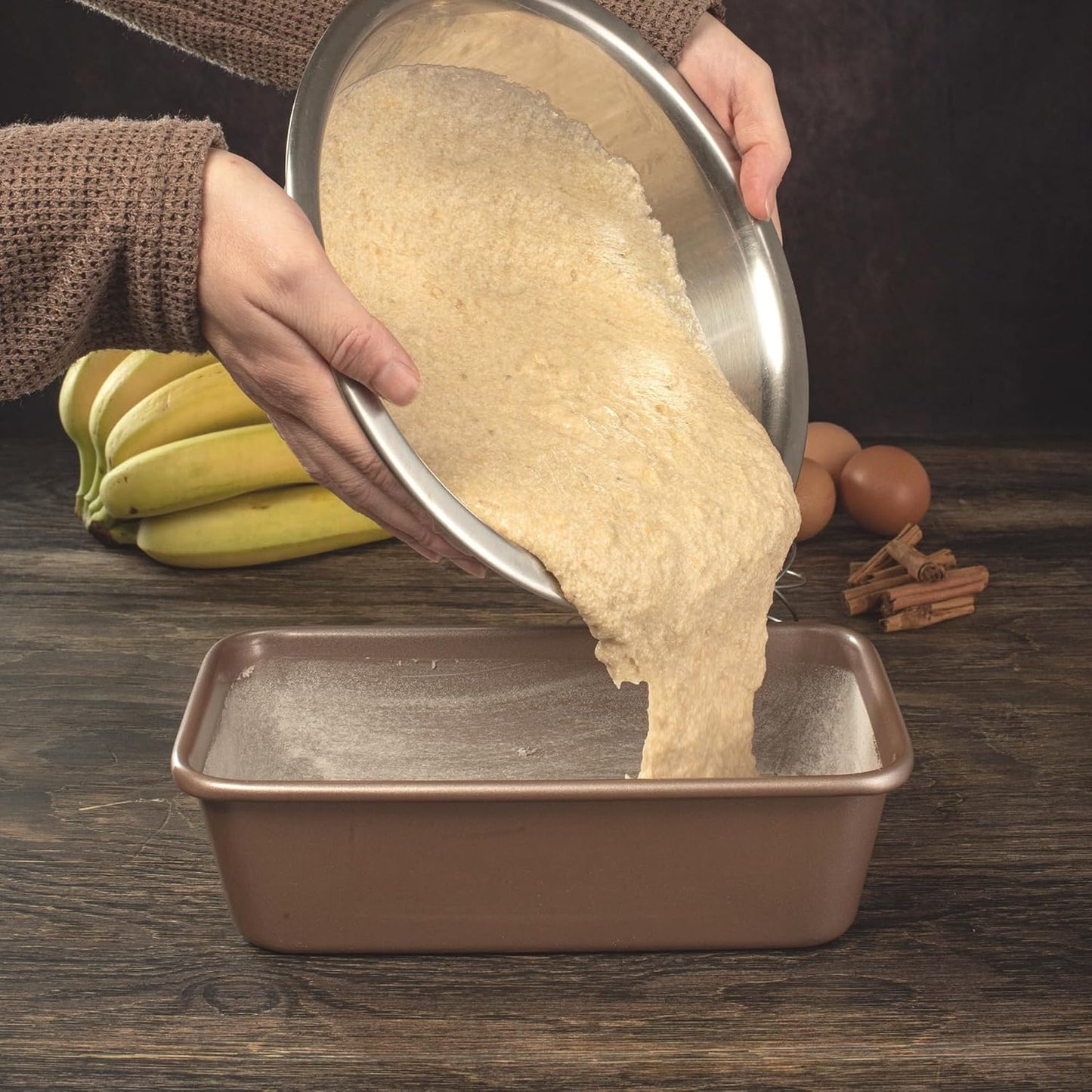 5 x 9 inch Nonstick Loaf Pan 1lb for Oven Baking, PFOA &amp; BPA Free | | Non-Toxic - High Carbon Steel - Gold - Banana Bread Mold