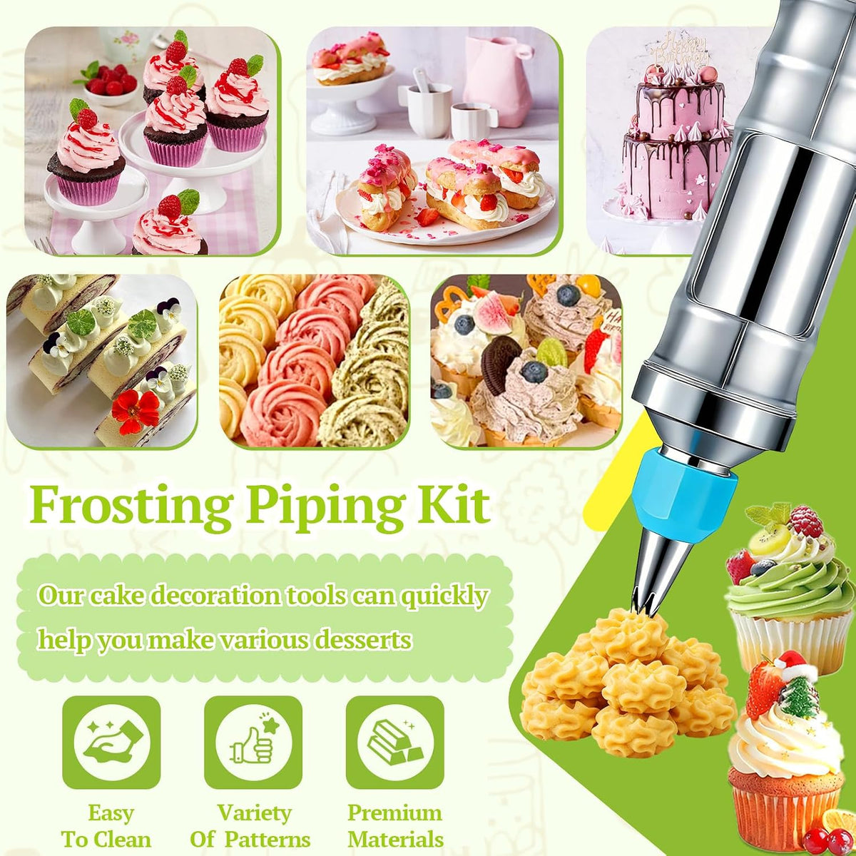 Suuker Dessert Decorating Syringe Set, Icing Piping Kit, Blue