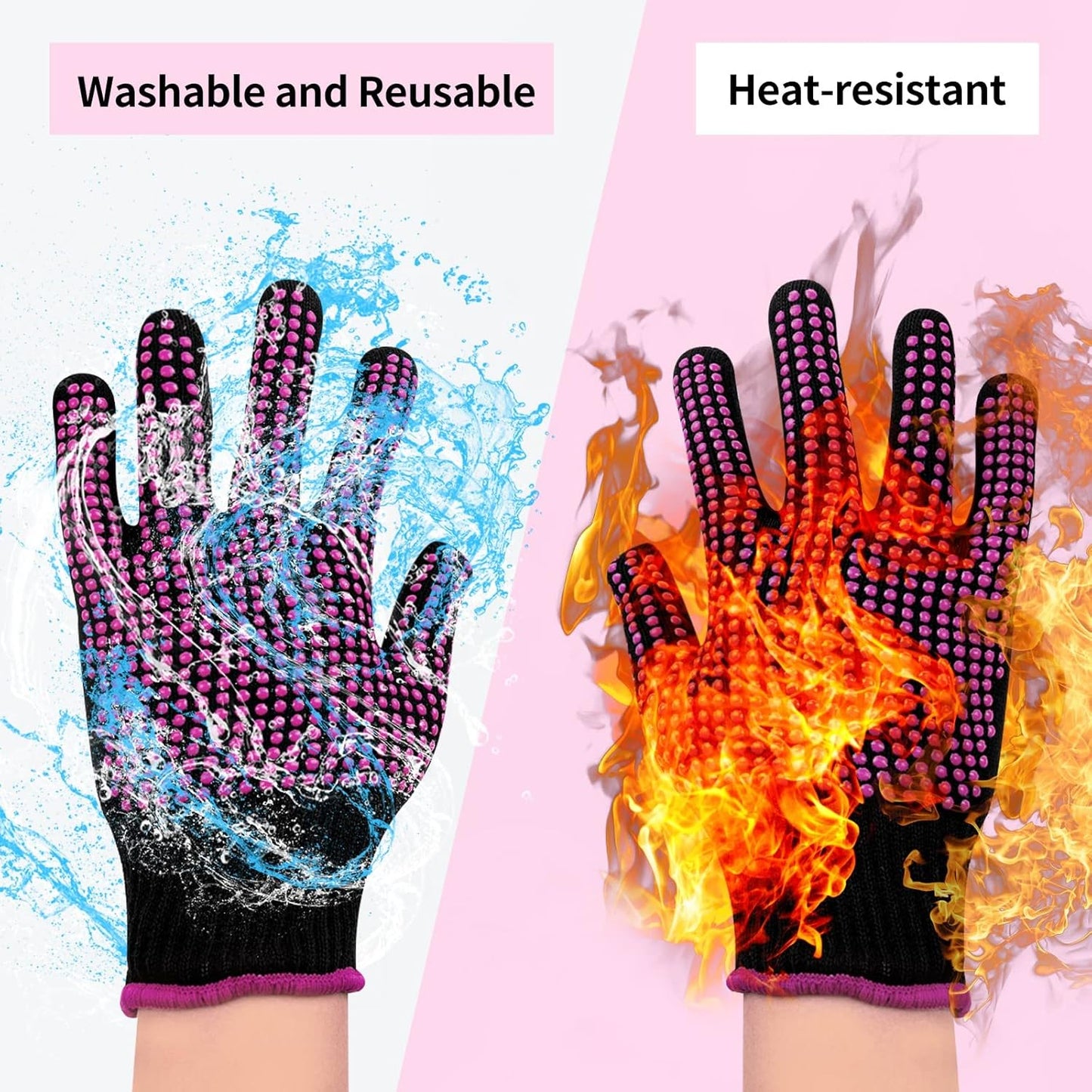 HTVRONT Heat Resistant Gloves for Sublimation - 2Pcs Heat Gloves for Sublimation with Silicone Bumps, Heat Resistant Work