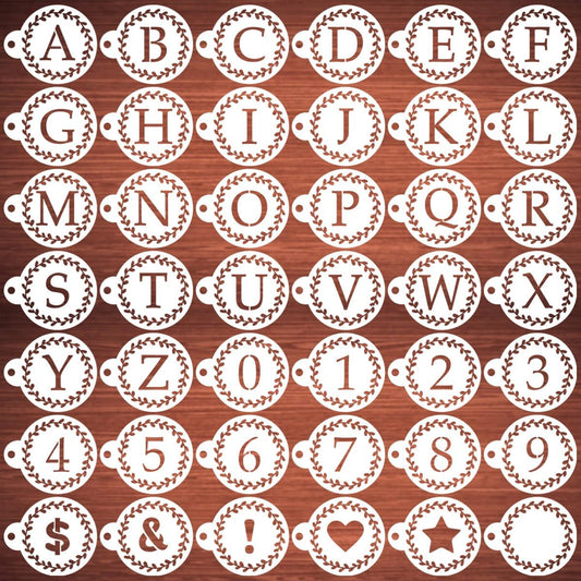Letter Stencils for Coffee Cookie Decorating - 42 Pack Alphabet Letter and Number Stencil Templates for Cakes Cookies