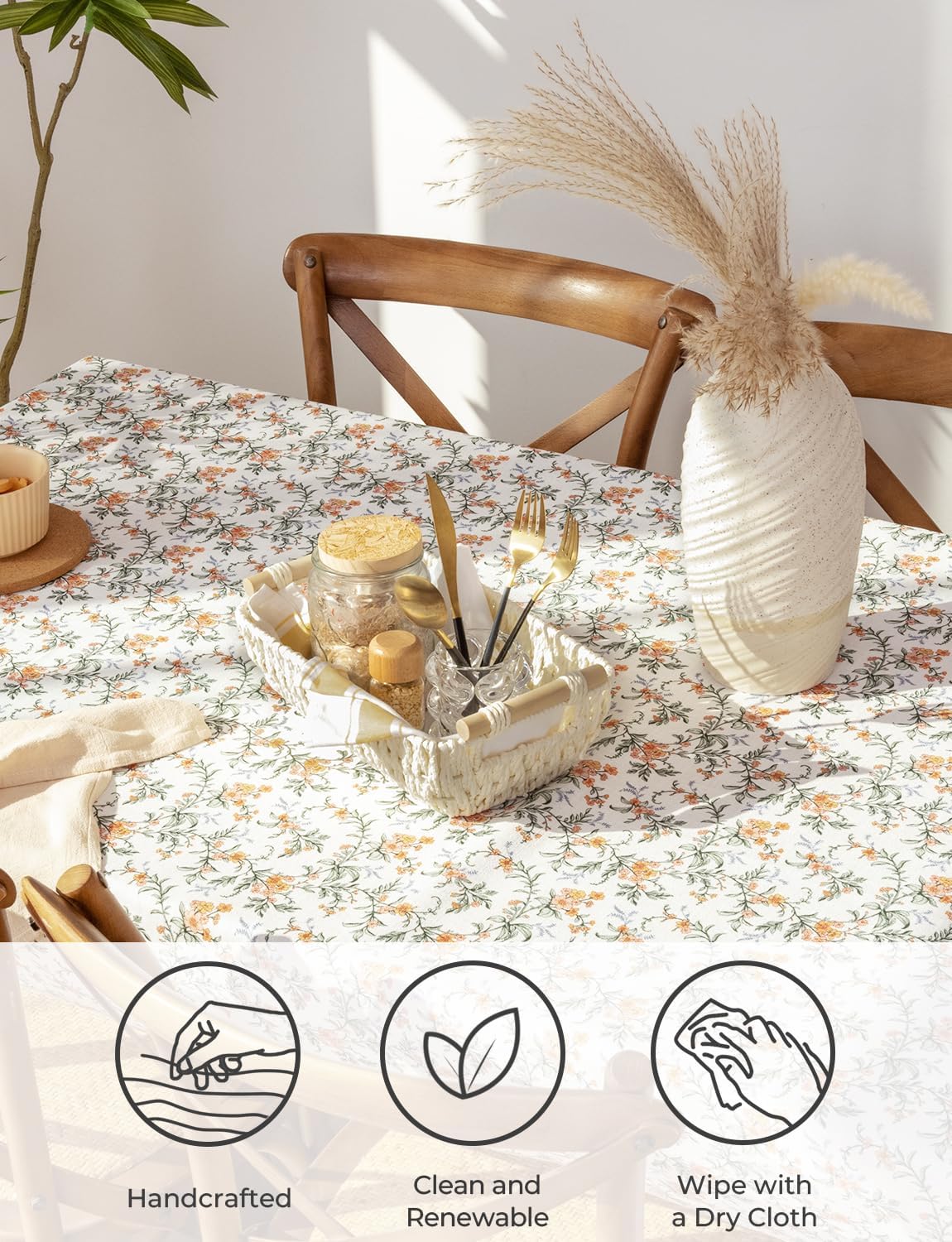 StorageWorks Round Paper Rope Woven Basket with Wooden Handles for Gifts, Small Wicker Baskets for Bathroom, Beige, 2-Pack