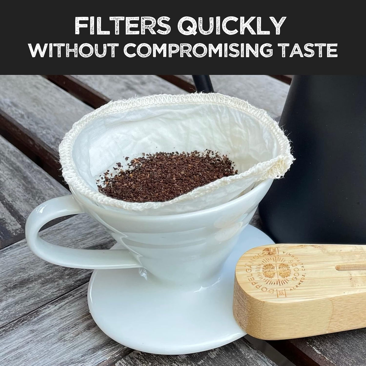 Reusable Organic Cotton Cloth Coffee Filter - Cone #2 Pour Over Dripper