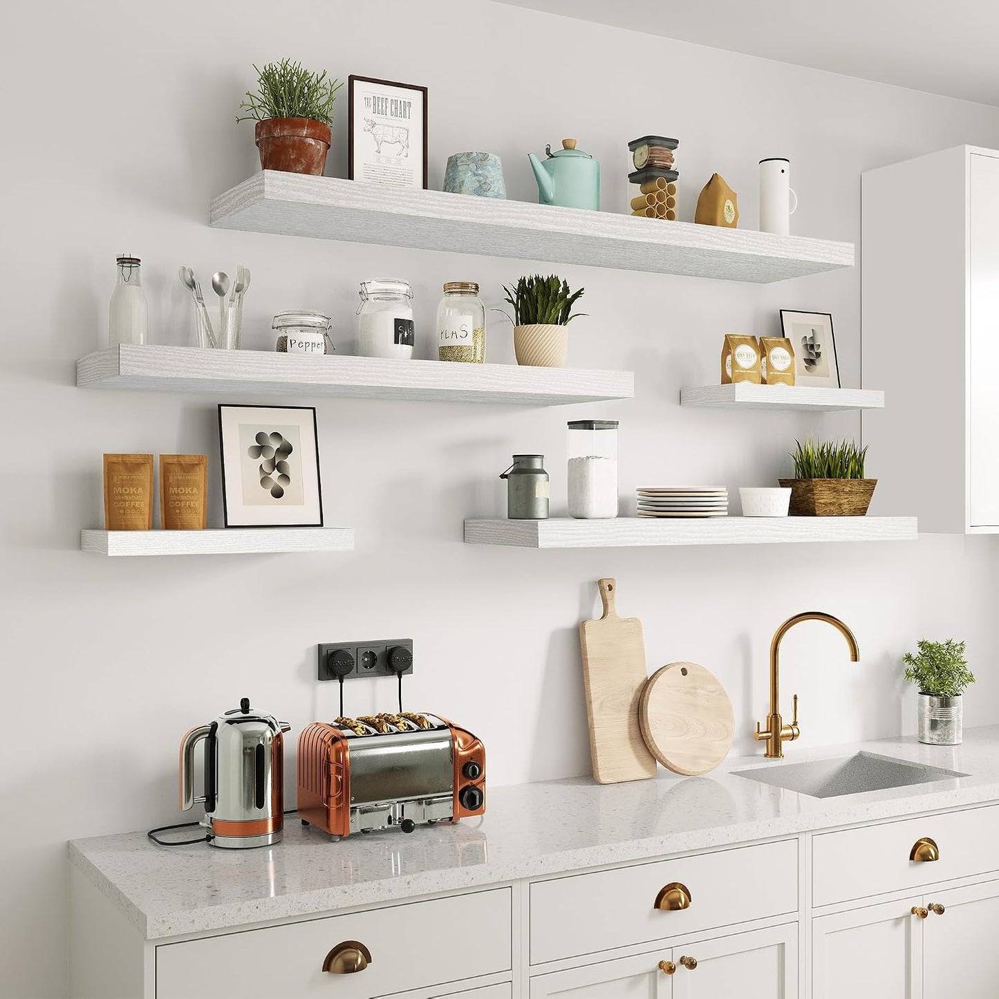 Vivelove Single Floating Shelves 36x10” Set of 1, White