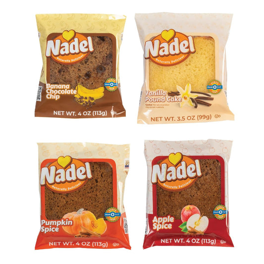 Nadel - Naturally Delicious Sweet Breads Variety Pack (Banana Chocolate Chip, Vanilla Pound Cake, Apple Spice, Pumpkin