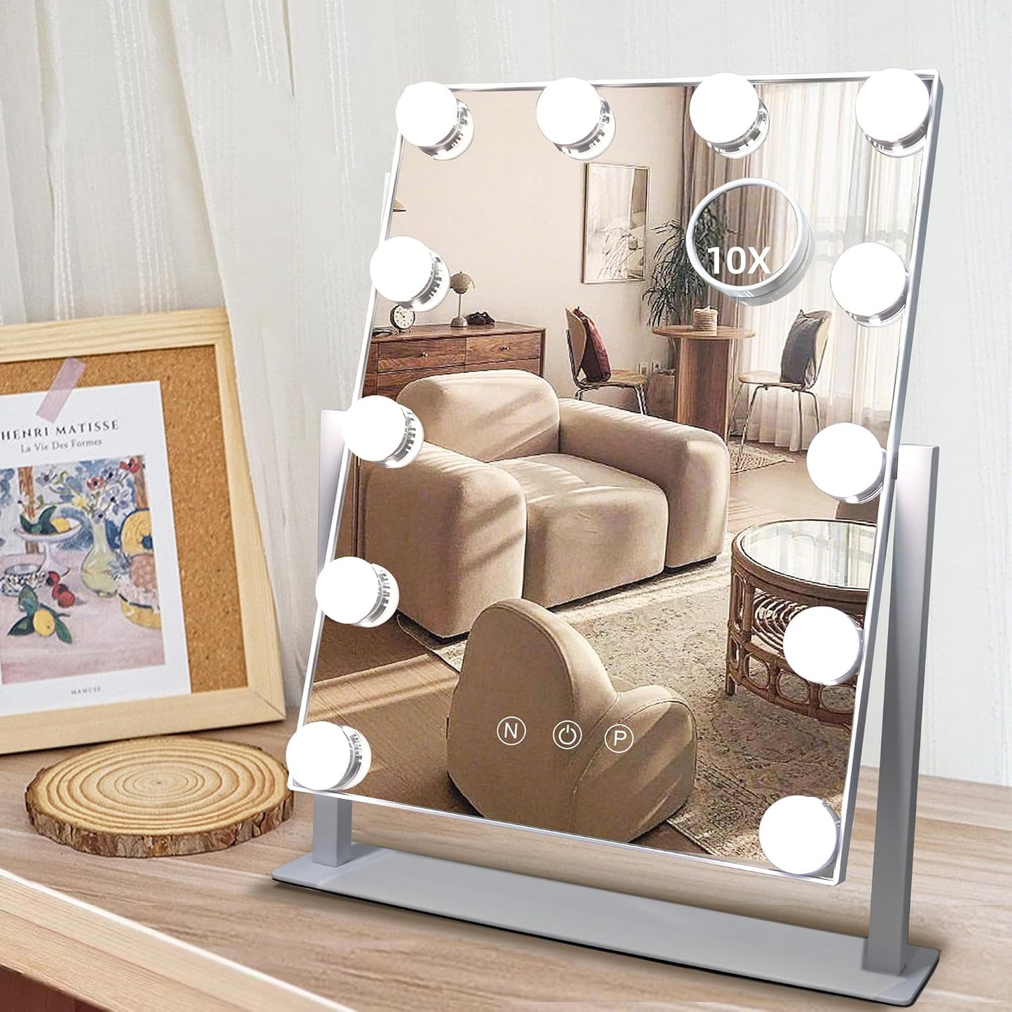 Makeup Vanity Mirror with Lights,10X,White 17.12"x13.77"
