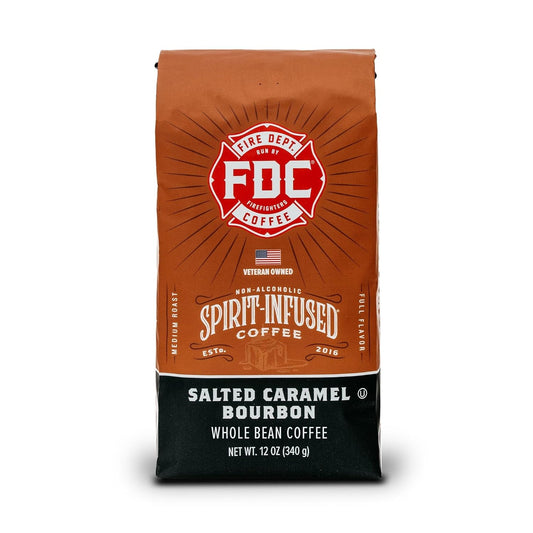 Fire Department Coffee - Salted Caramel Bourbon Coffee - Gives Back to Firefighters - Premium Bourbon Infused - Whole Bean